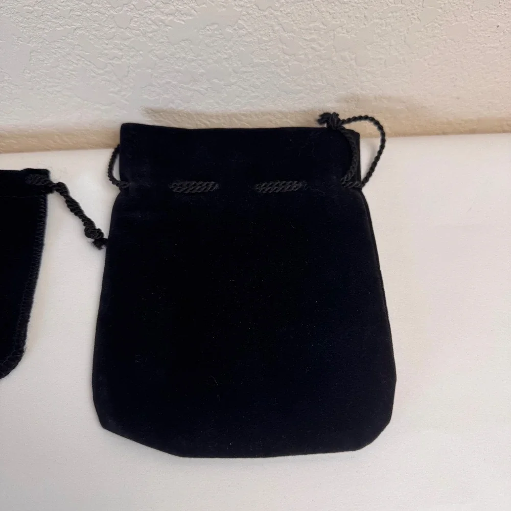 Swarovski Dust Bags Lot of 2 Black Velvet Drawstring Jewelry Pouches Vintage